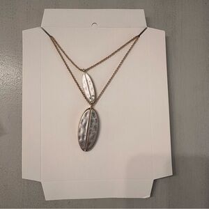 Romolo Silver & Gold Double Chain Leaf Pendant Necklace NWT